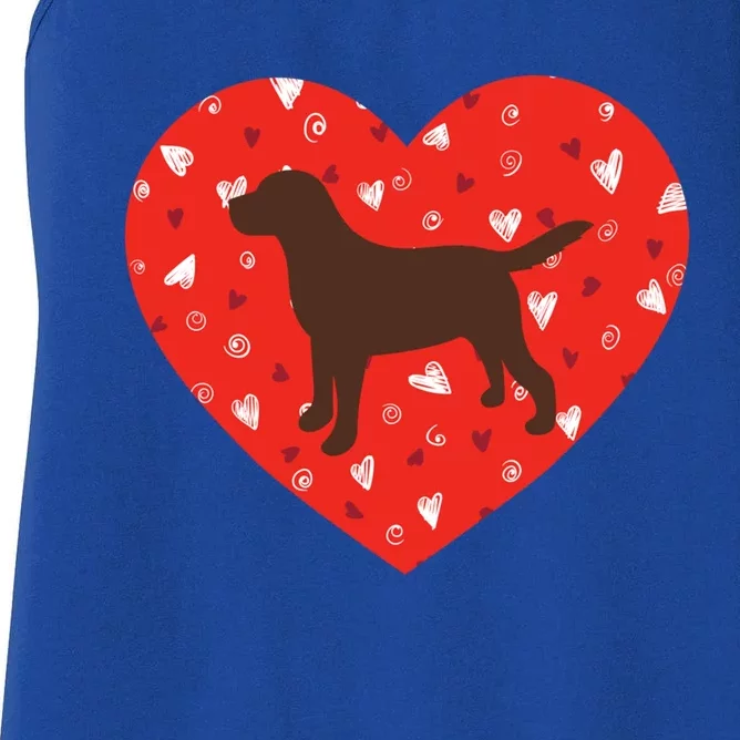 Chocolate Lab Heart Valentine's Day Labrador Dog Lover Cool Gift Women's Racerback Tank