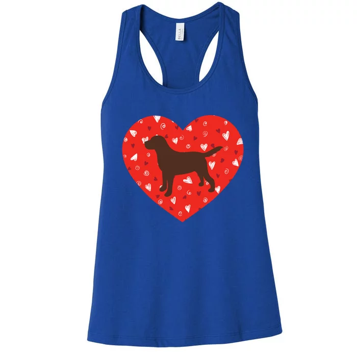 Chocolate Lab Heart Valentine's Day Labrador Dog Lover Cool Gift Women's Racerback Tank