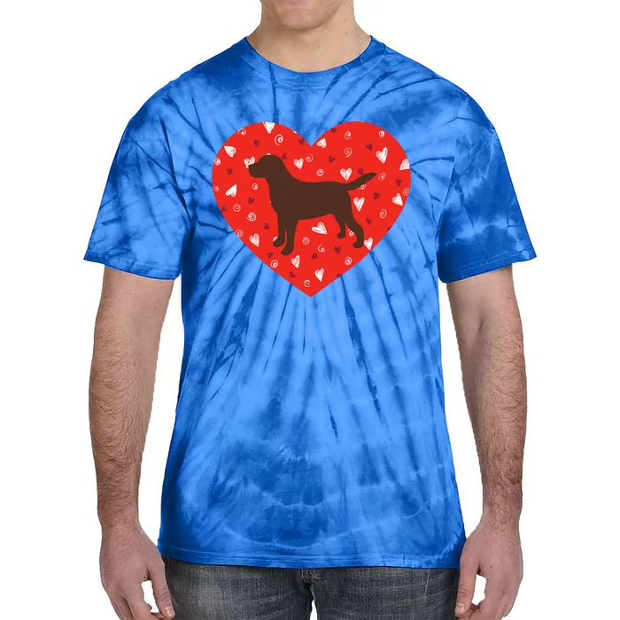 Chocolate Lab Heart Valentine's Day Labrador Dog Lover Cool Gift Tie-Dye T-Shirt