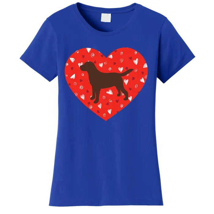 Chocolate Lab Heart Valentine's Day Labrador Dog Lover Cool Gift Women's T-Shirt