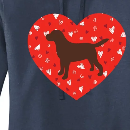 Chocolate Lab Heart Valentine's Day Labrador Dog Lover Cool Gift Women's Pullover Hoodie