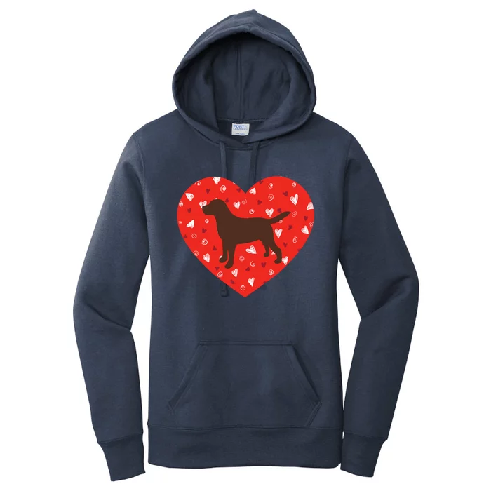 Chocolate Lab Heart Valentine's Day Labrador Dog Lover Cool Gift Women's Pullover Hoodie