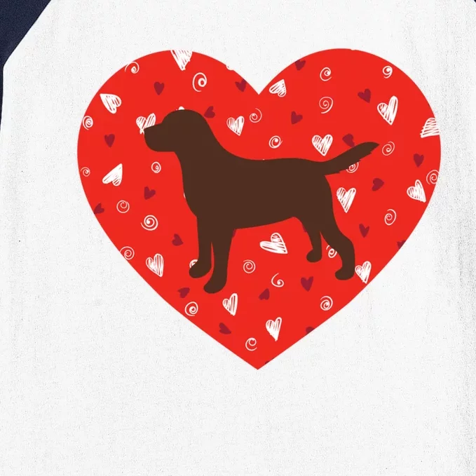 Chocolate Lab Heart Valentine's Day Labrador Dog Lover Cool Gift Baseball Sleeve Shirt