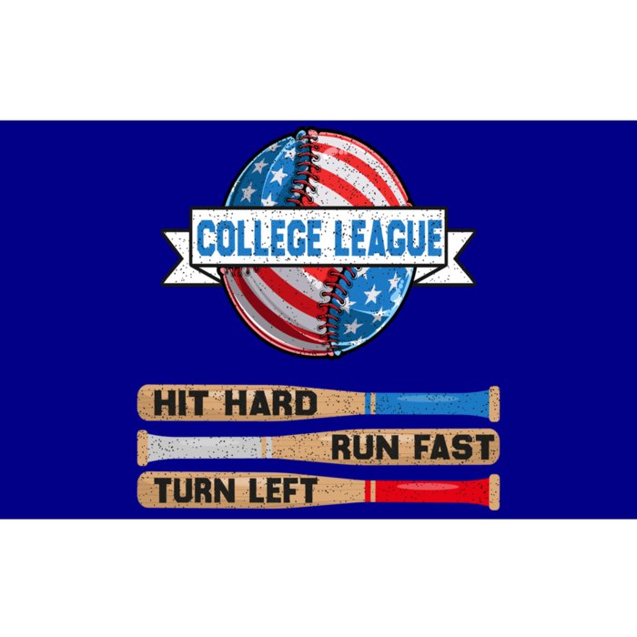 College League Hit Hard Run Fast Turn Left Funny Baseball Cute Gift Bumper Sticker