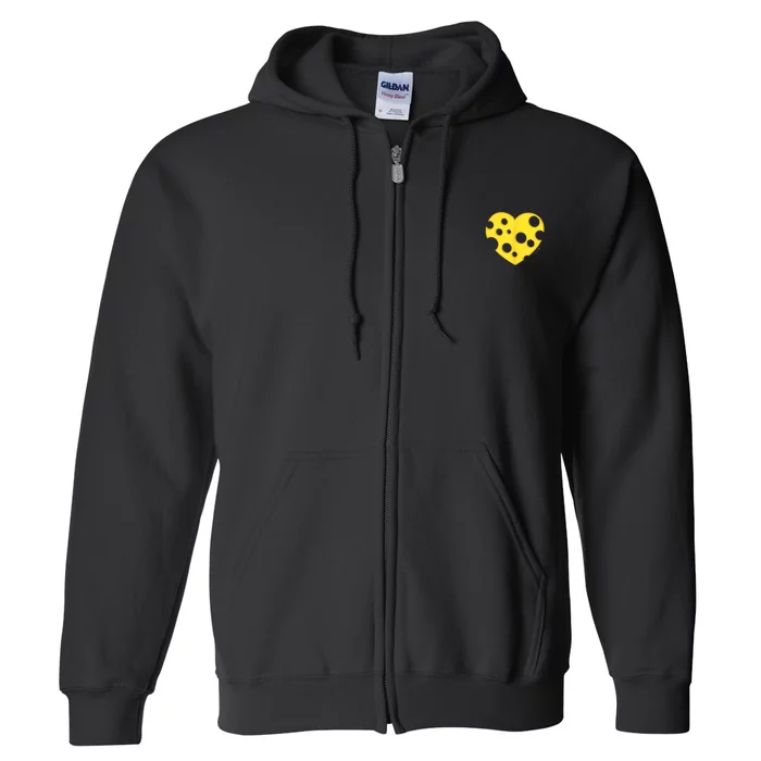 Cheese Love Heart Pocket. Holey Cheese Full Zip Hoodie