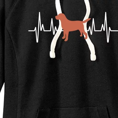 Chocolate Lab Heartbeat Valentine's Dog Labrador Retriever Gift Women's Fleece Hoodie