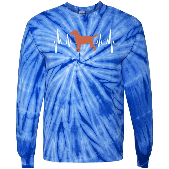 Chocolate Lab Heartbeat Valentine's Dog Labrador Retriever Gift Tie-Dye Long Sleeve Shirt