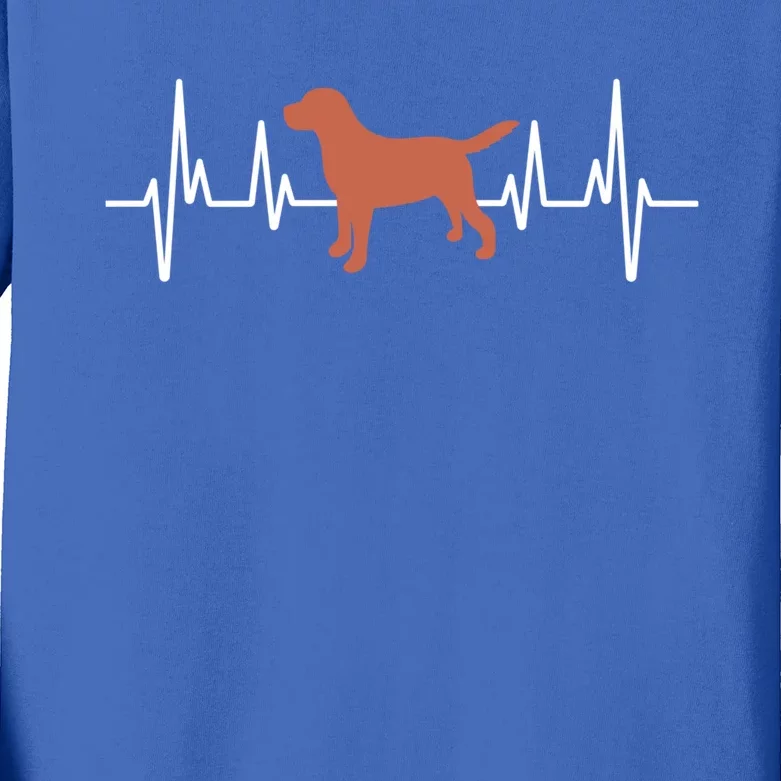 Chocolate Lab Heartbeat Valentine's Dog Labrador Retriever Gift Kids Long Sleeve Shirt