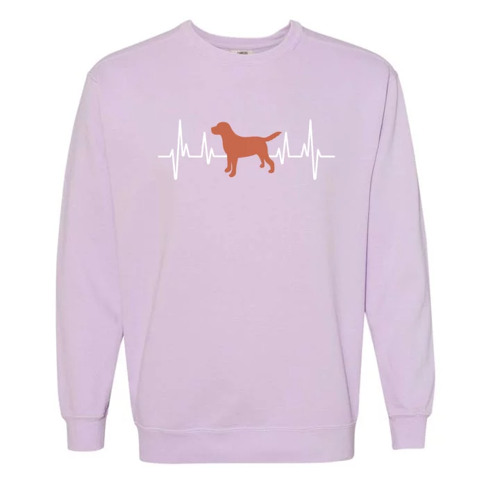 Chocolate Lab Heartbeat Valentine's Dog Labrador Retriever Gift Garment-Dyed Sweatshirt