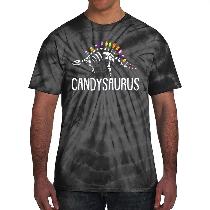 Candysaurus Lazy Halloween Costume Cute Dinosaur Pun Tie-Dye T-Shirt