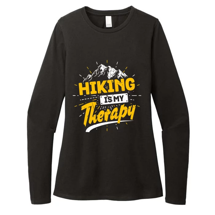 Camping Life Hiking Is My Therapy Trekking Wanderlust Hiker Womens CVC Long Sleeve Shirt