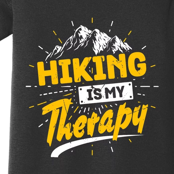 Camping Life Hiking Is My Therapy Trekking Wanderlust Hiker Baby Bodysuit