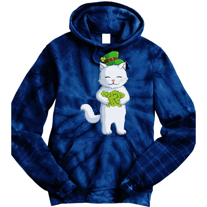 Cat Leprechaun Happy St Patricks Day Irish Shamrock Tie Dye Hoodie