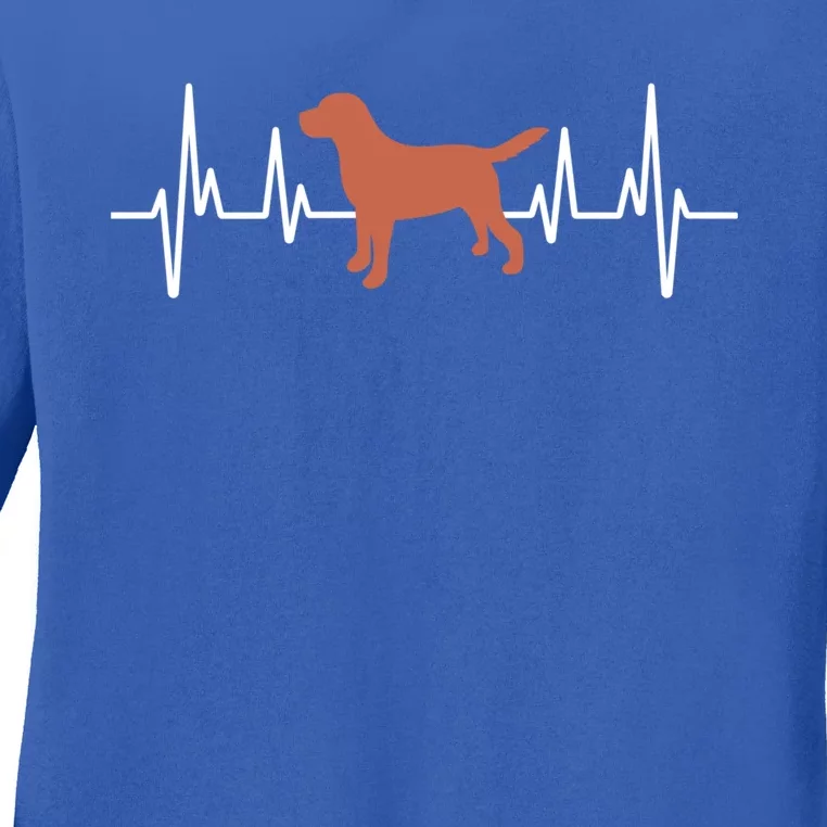 Chocolate Lab Heartbeat Valentine's Dog Labrador Retriever Cool Gift Ladies Long Sleeve Shirt