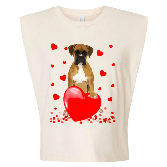 Cute Love Hearts Boxer Dog Valentines Puppy Lover Garment-Dyed Women's Muscle Tee