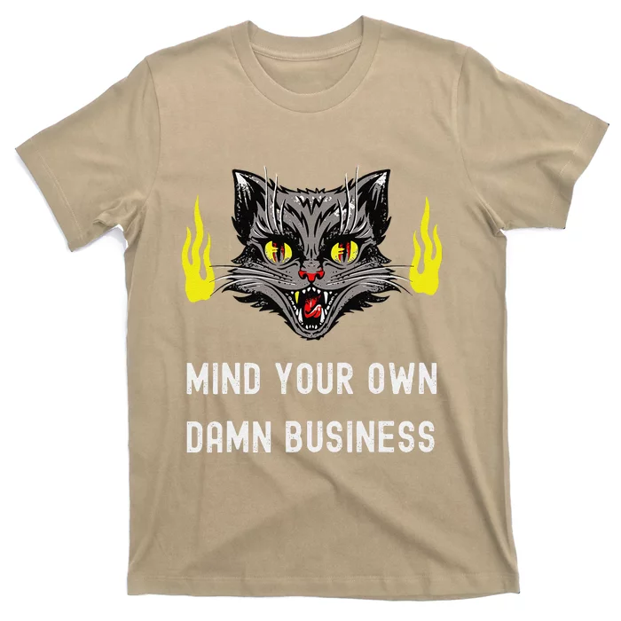 Cat Lady Harris Walz Waltz 2024 Mind Your Own Damn Business T-Shirt