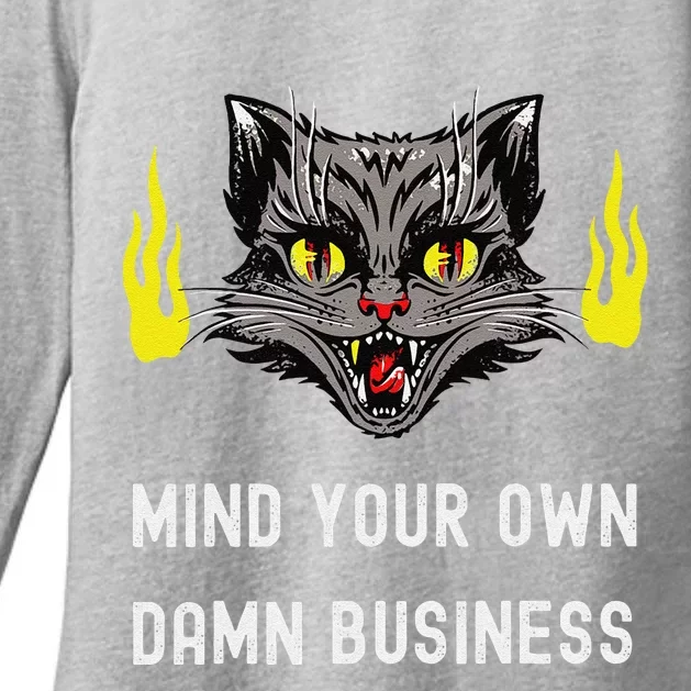 Cat Lady Harris Walz Waltz 2024 Mind Your Own Damn Business Womens CVC Long Sleeve Shirt