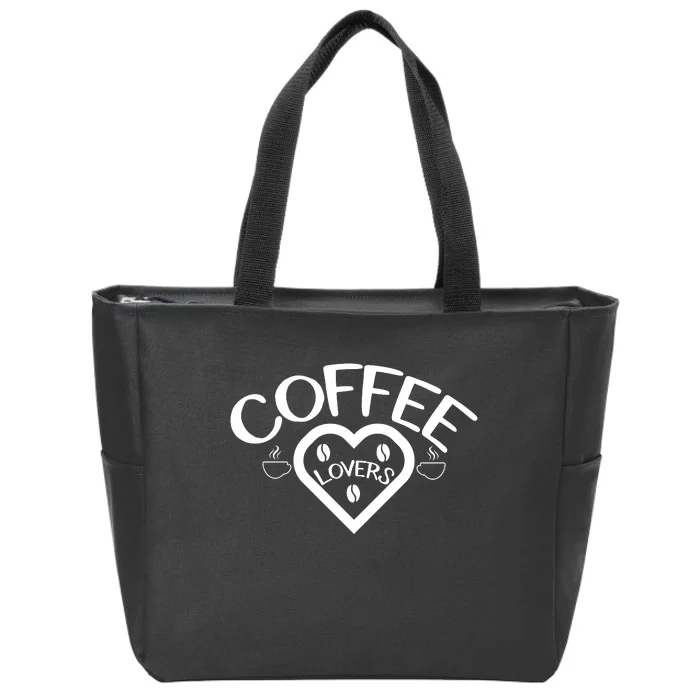 Coffee Lovers Heart Graphic Zip Tote Bag