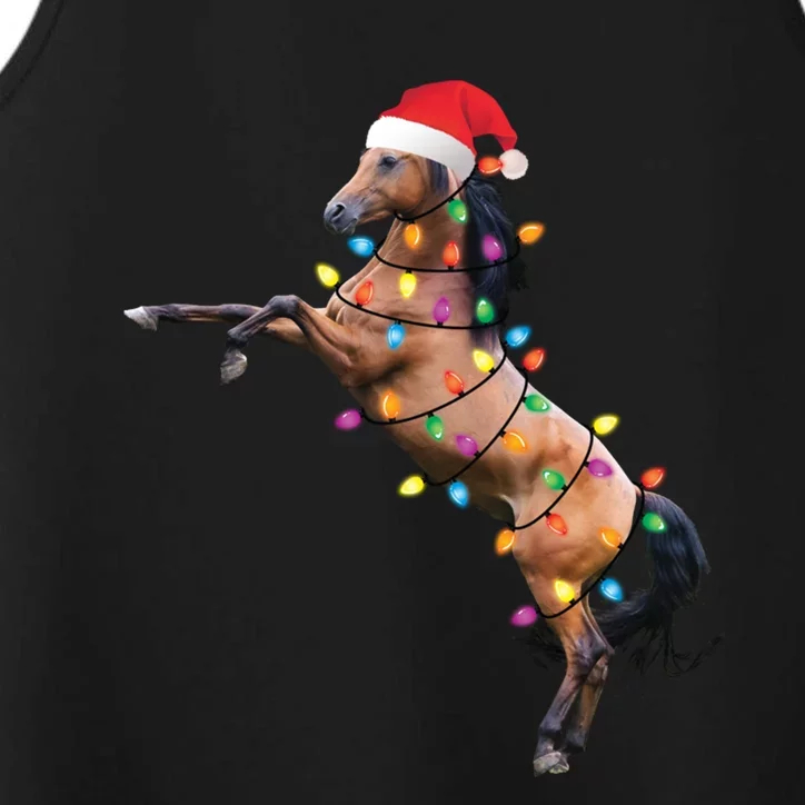 Christmas Lights Horse Santa Funny Xmas Tree Horse Funny Gift Performance Tank