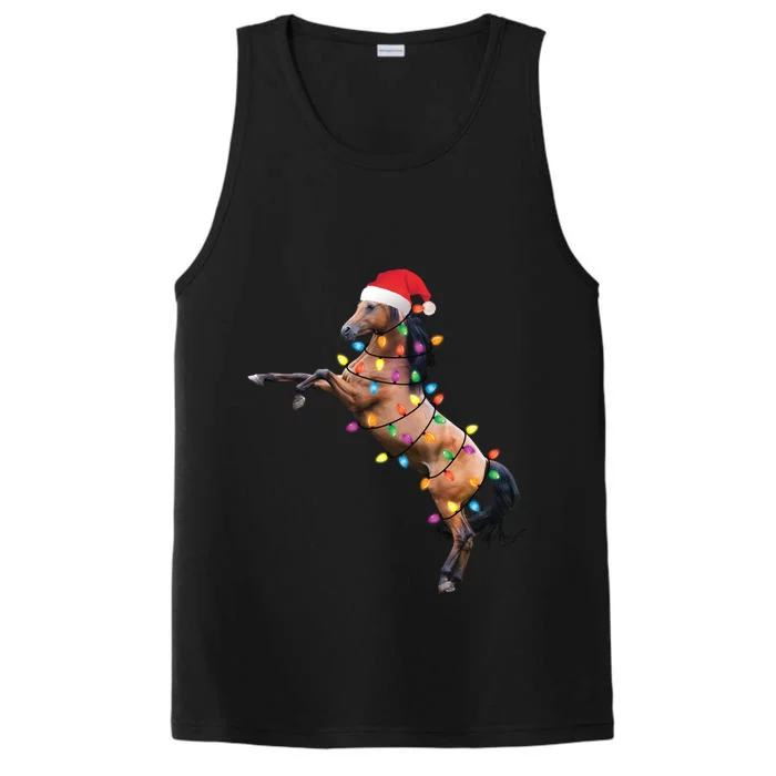 Christmas Lights Horse Santa Funny Xmas Tree Horse Funny Gift Performance Tank