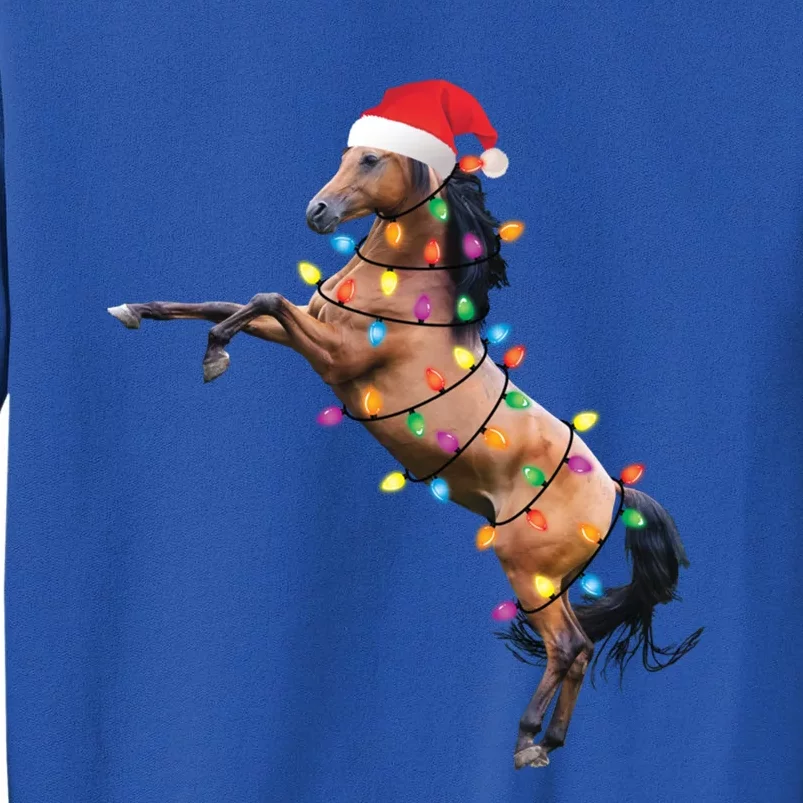 Christmas Lights Horse Santa Funny Xmas Tree Horse Funny Gift Tall Sweatshirt