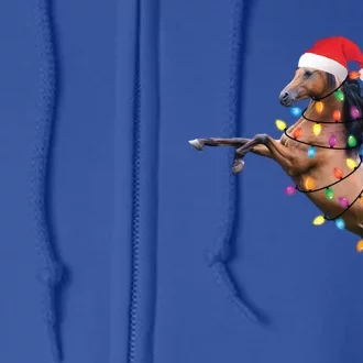 Christmas Lights Horse Santa Funny Xmas Tree Horse Funny Gift Full Zip Hoodie