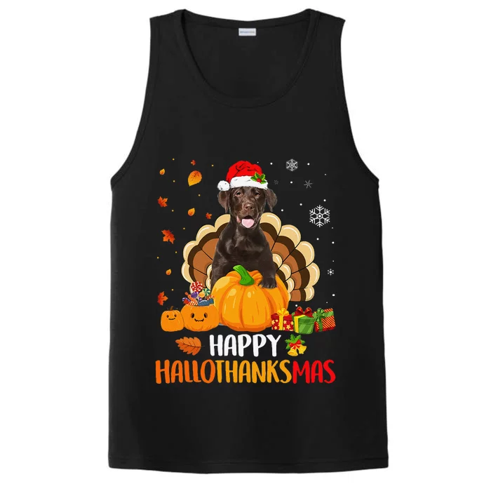 Chocolate Labrador Halloween Christmas Happy Hallothanksmas Performance Tank