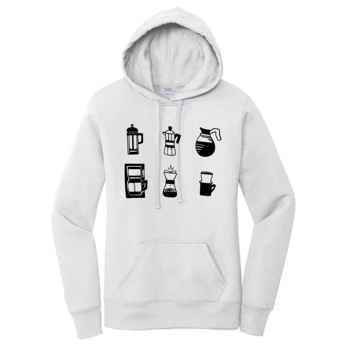 Coffee Lover Hand Drawn Cute Food Coffee Gift Women's Pullover Hoodie