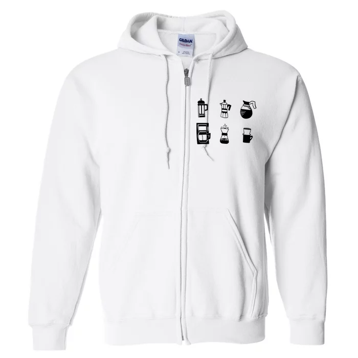 Coffee Lover Hand Drawn Cute Food Coffee Gift Full Zip Hoodie