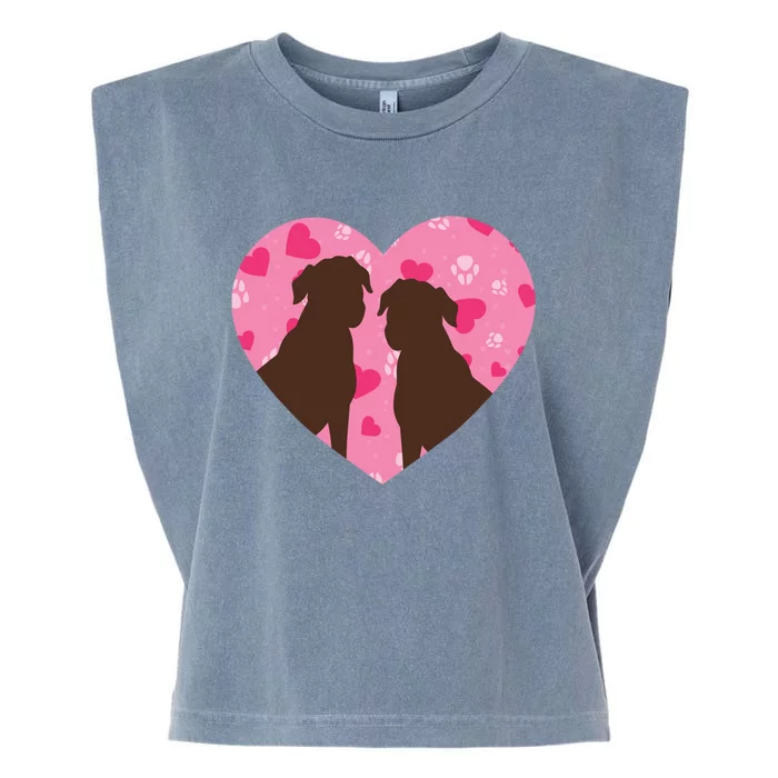 Chocolate Lab Heart Valentine's Day Labrador Dog Lover Cool Gift Garment-Dyed Women's Muscle Tee