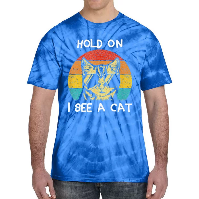 Cat Lover Hold On I See A Cat Cats Loves Cats Tie-Dye T-Shirt