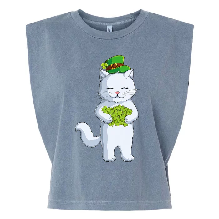 Cat Leprechaun Happy St Patricks Day Irish Shamrock Funny Gift Garment-Dyed Women's Muscle Tee