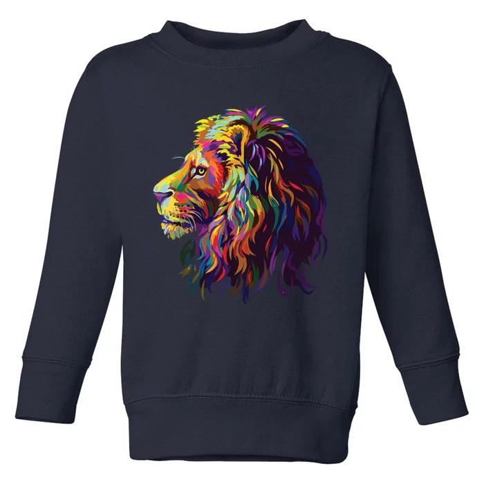 Colorful Lion Head Design Pop Art Style Toddler Sweatshirt