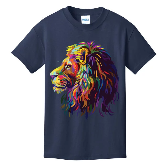 Colorful Lion Head Design Pop Art Style Kids T-Shirt