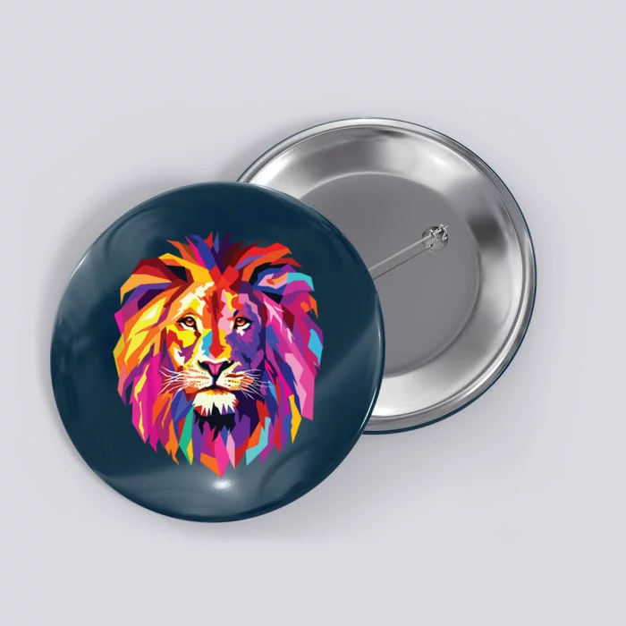 Cool Lion Head Design With Bright Colorful Button