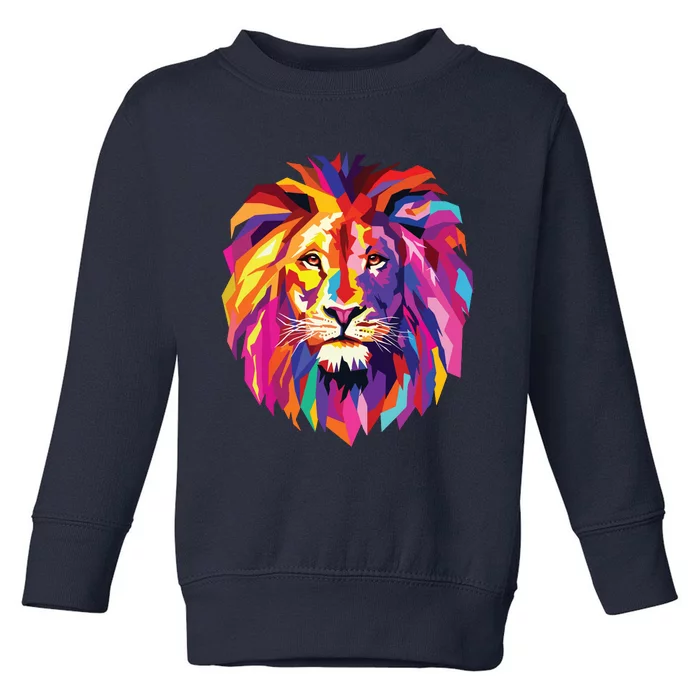 Cool Lion Head Design With Bright Colorful Toddler Sweatshirt