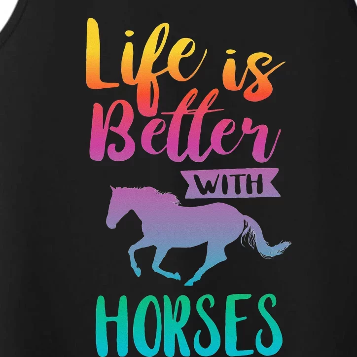 Cute Life Is Better With Horses Horseback Riding Performance Tank