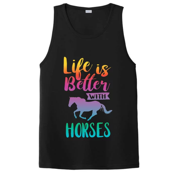 Cute Life Is Better With Horses Horseback Riding Performance Tank