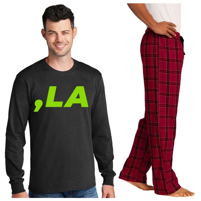 Comma La In Green Brat Retro Design Kamala Harris Long Sleeve Pajama Set