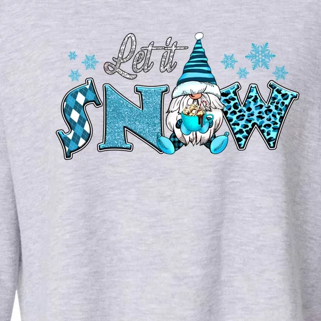 Christmas Let It Snow Santa Gnomes Hat Christmas Lights Gift Cropped Pullover Crew