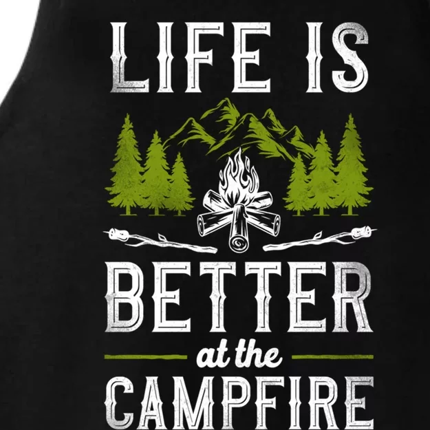 Camping Life Is Better By The Campfire Gift Ladies Tri-Blend Wicking Tank