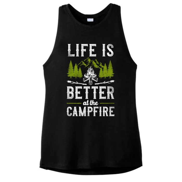 Camping Life Is Better By The Campfire Gift Ladies Tri-Blend Wicking Tank