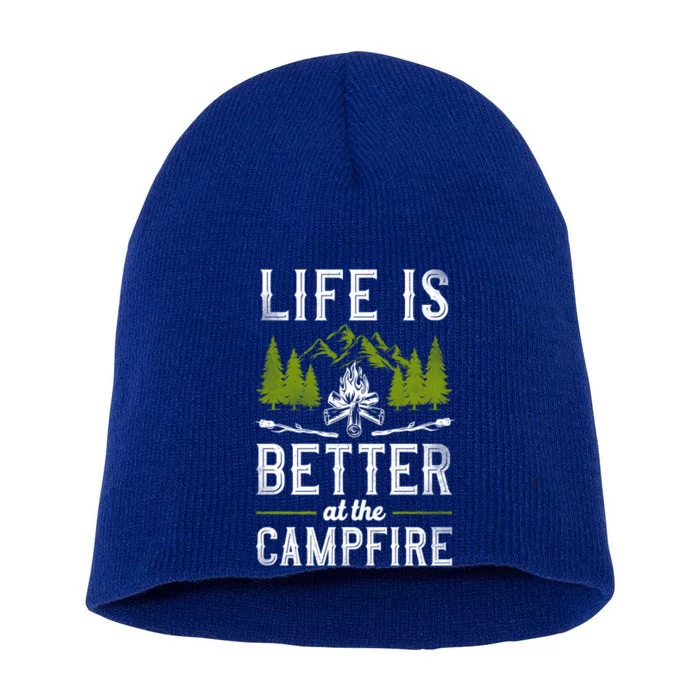 Camping Life Is Better By The Campfire Gift Short Acrylic Beanie