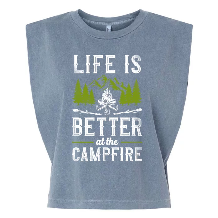 Camping Life Is Better By The Campfire Gift Garment-Dyed Women's Muscle Tee