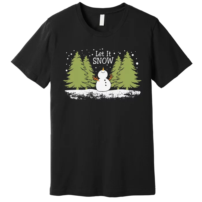 Christmas let it snow snowman winnter xmas Premium T-Shirt