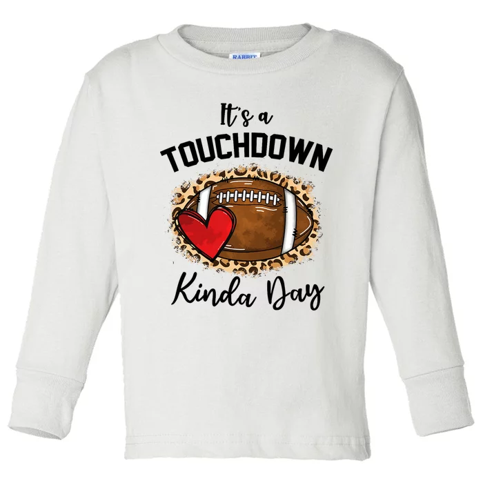 Cute Leopard It's a Touchdown Kinda Day Football Game Day Toddler Long Sleeve Shirt