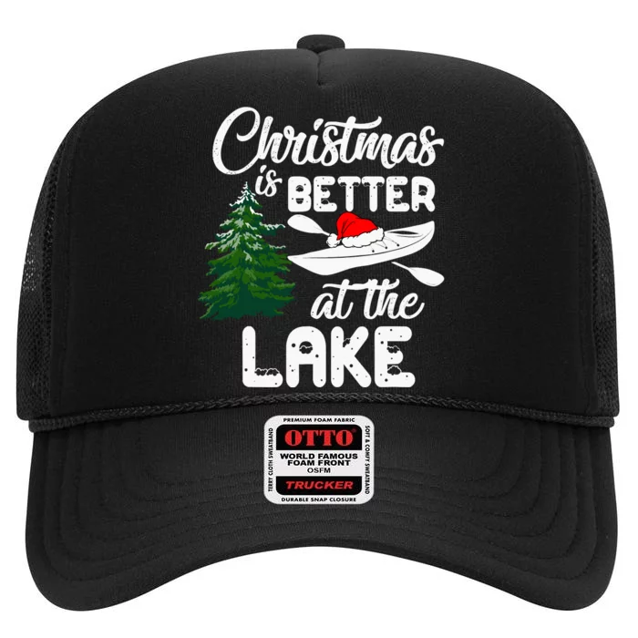 Christmas Life Is Better At The Lake Kayak Funny Pajamas High Crown Mesh Trucker Hat