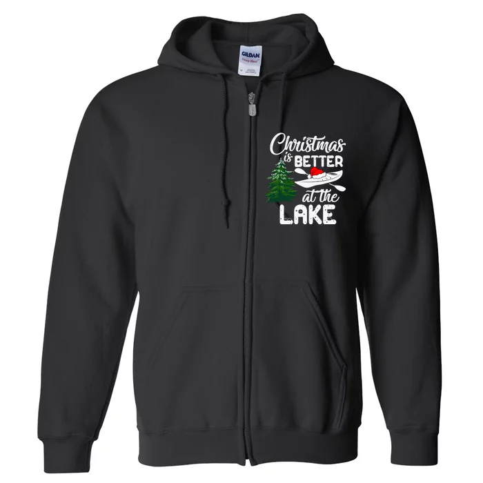 Christmas Life Is Better At The Lake Kayak Funny Pajamas Full Zip Hoodie