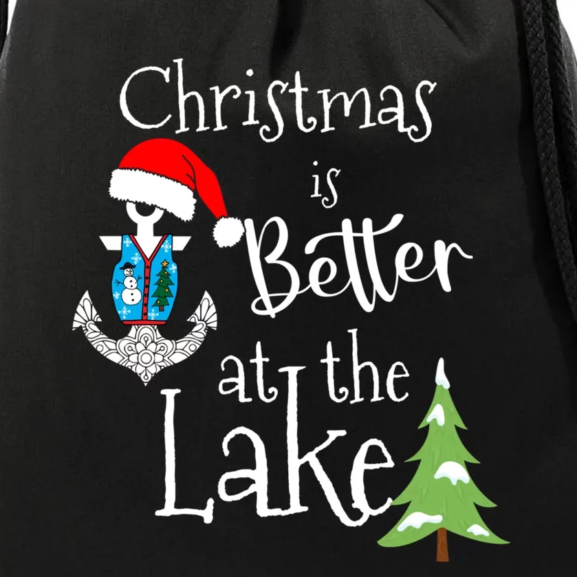 Christmas Life Is Better At The Lake House Home Lodge Tops Drawstring Bag