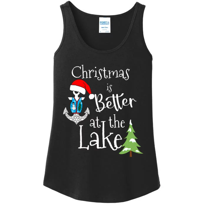 Christmas Life Is Better At The Lake House Home Lodge Tops Ladies Essential Tank